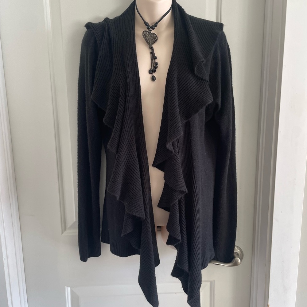 Covington Black Ruffled Cardigan